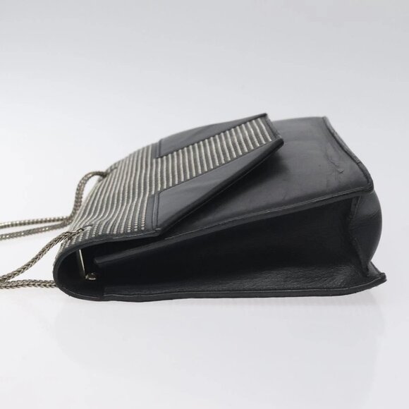 SAINT LAURENT Chain Betty Shoulder Bag Leather Black Silver Auth 130120 - Picture 4 of 15